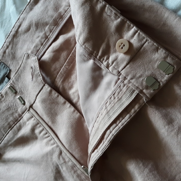 Helmut Lang Sz 0 Slub Twill Cropped Blush Pink Skinny Zip Ankle Flax Blend Pants - Picture 10 of 17